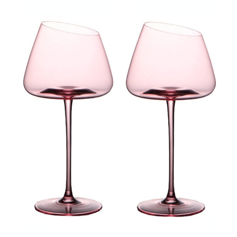 Pink Crystal Red Wine Glass, Colored Glass Wine Glasses