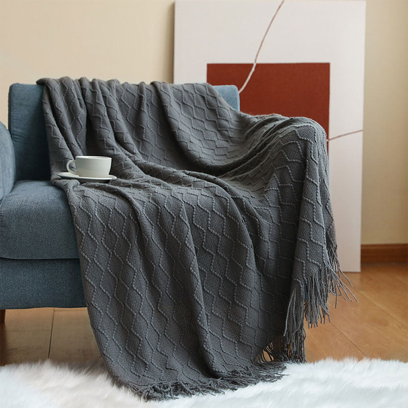 Bluestem & Co. Plaid Knit Throw Blanket