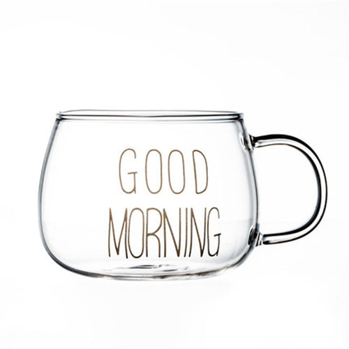 Glass Coffee Cup Letters, Glass Cup Breakfast, Glass Mug Handle